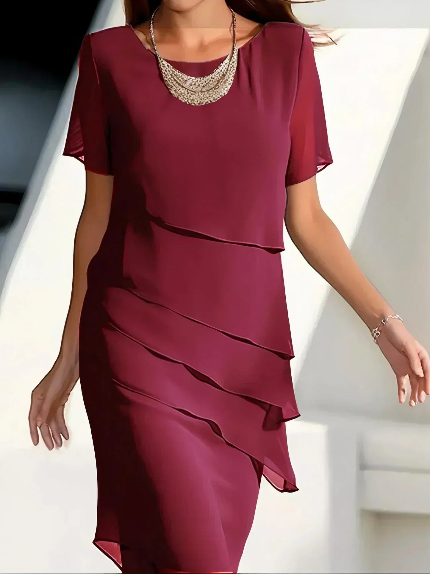 Marina | Vestido Midi lujoso con capas